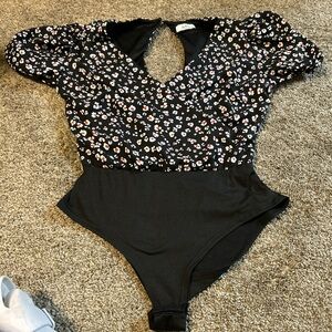 Floral Black Bodysuit
